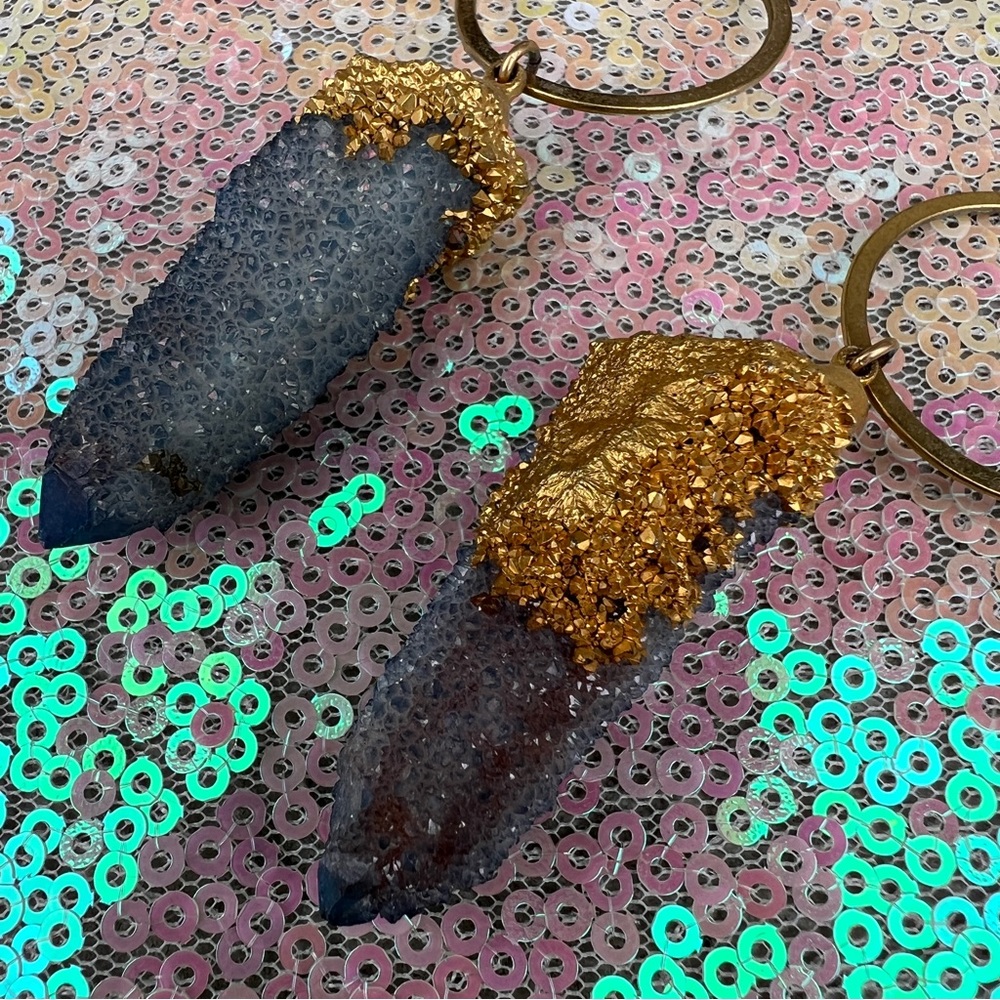 Lot of 3 Crystal Geode Stone Dangle Earrings - Picture 8 of 9
